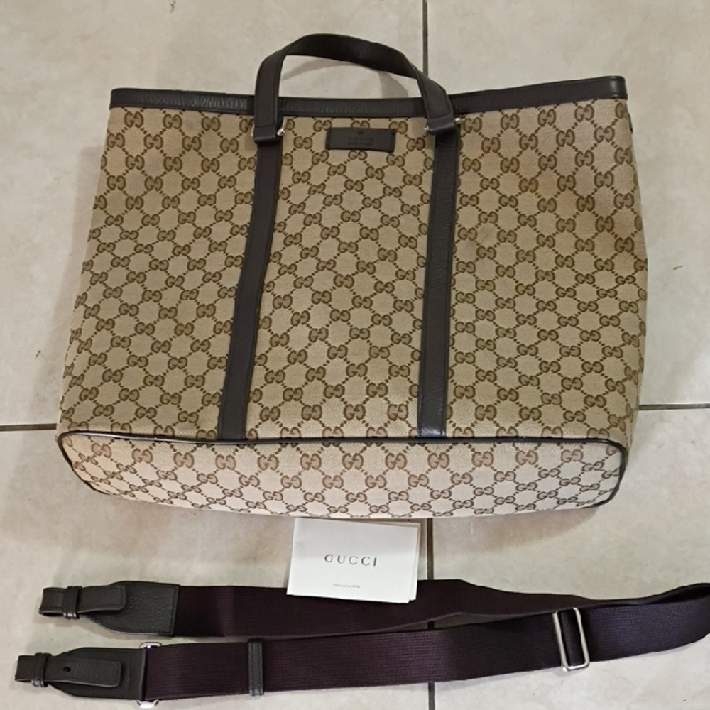 Gucci Beige and Brown Monogram Tote Bag
